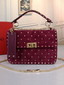 Valentino original suede rockstud medium chain bag 0122 purple