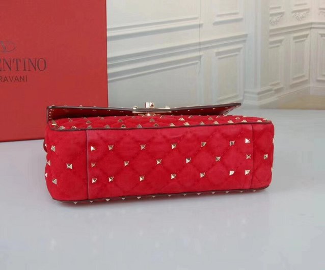 Valentino original suede rockstud medium chain bag 0122 red