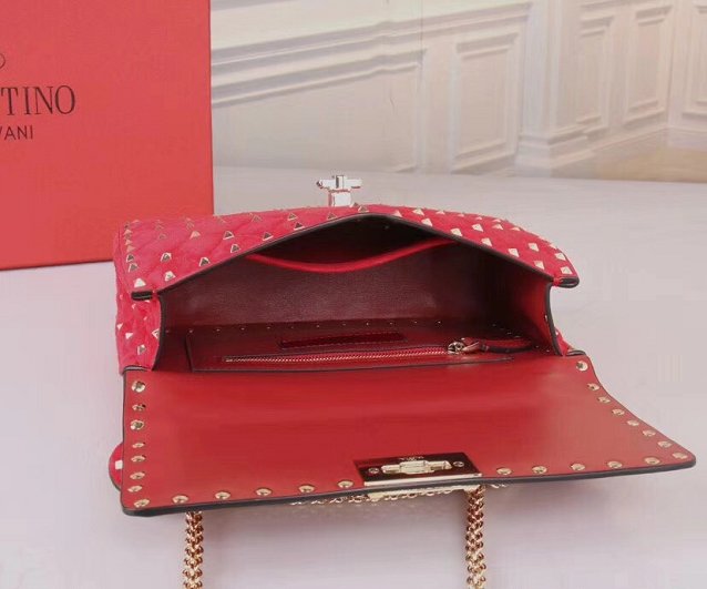 Valentino original suede rockstud medium chain bag 0122 red