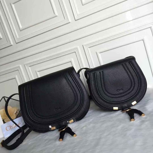 Chloe original calfskin large marcie crossbody saddle bag 2019 black