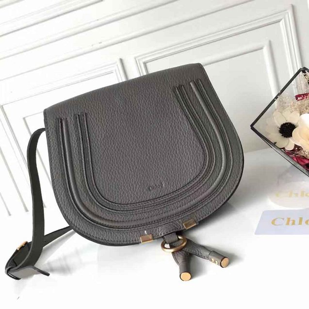 Chloe original calfskin large marcie crossbody saddle bag 2019 grey