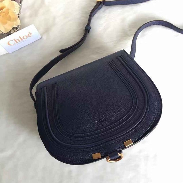 Chloe original calfskin large marcie crossbody saddle bag 2019 navy blue