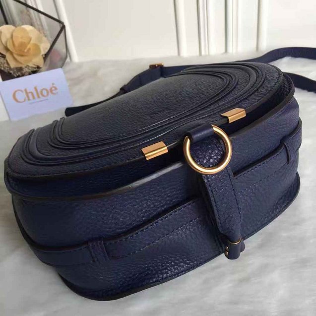 Chloe original calfskin large marcie crossbody saddle bag 2019 navy blue