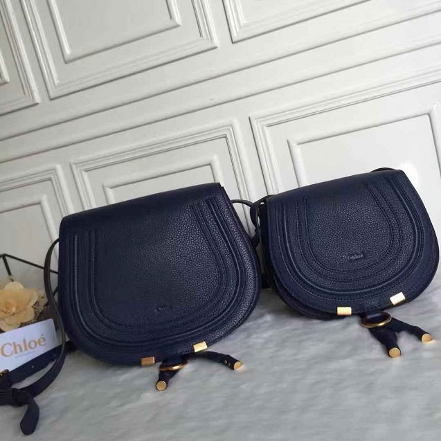 Chloe original calfskin large marcie crossbody saddle bag 2019 navy blue