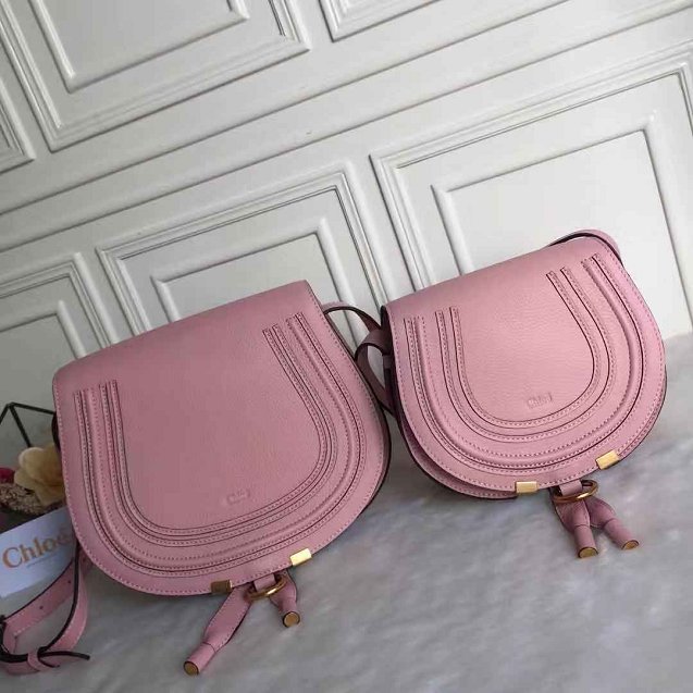 Chloe original calfskin large marcie crossbody saddle bag 2019 pink