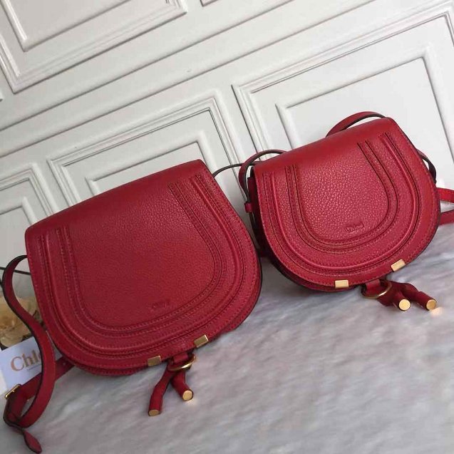 Chloe original calfskin large marcie crossbody saddle bag 2019 red