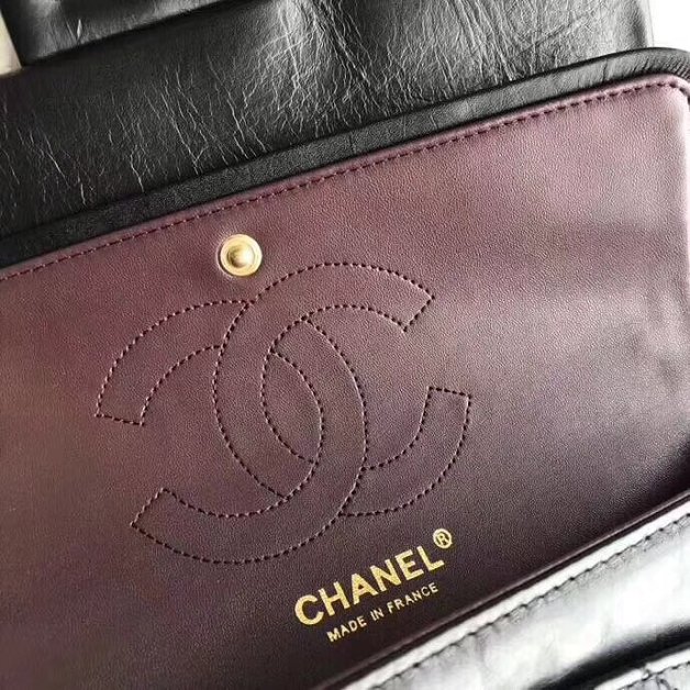 CC original aged calfskin 2.55 flap handbag A37586 black