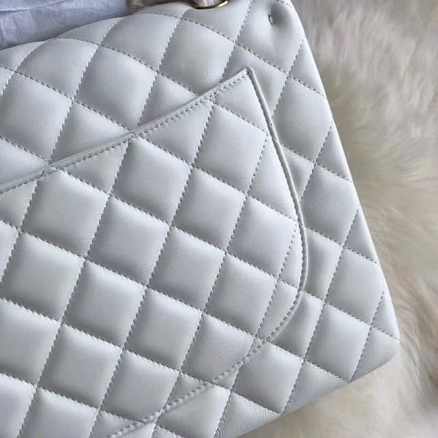 CC original lambskin maxi double flap bag A58601 white