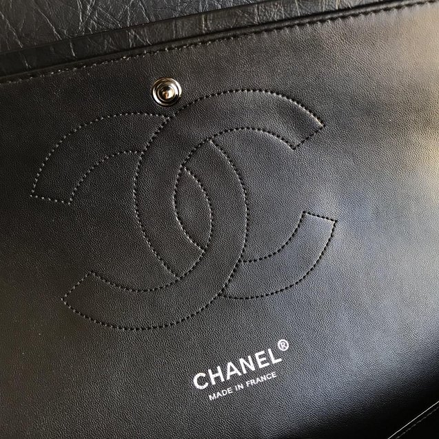 CC original aged calfskin large 2.55 flap handbag A37587 black hardware 