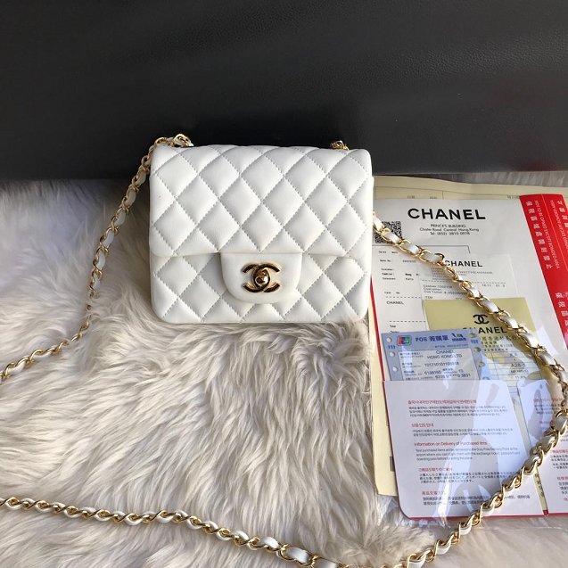 CC original lambskin super mini flap bag A35200 white