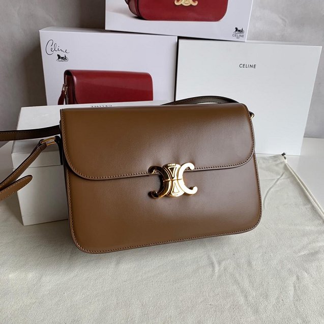 2019 Celine original calfskin large triomphe bag 187353 caramel