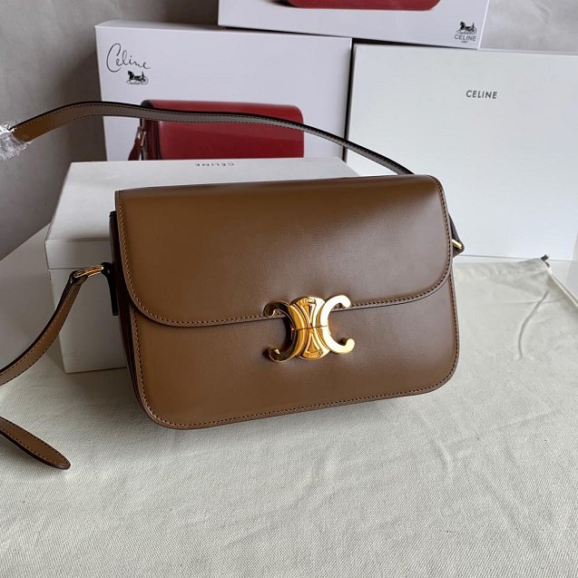 2019 Celine original calfskin medium triomphe bag 187363 caramel