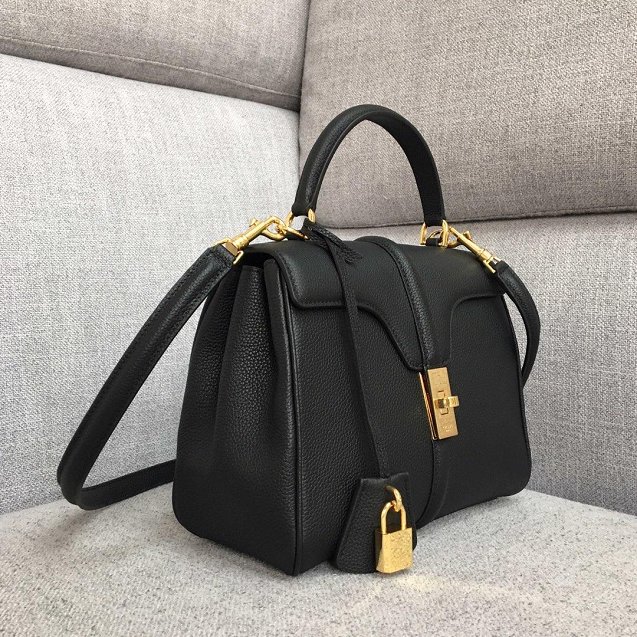 celine original grained calfskin small 16 bag 188003 black