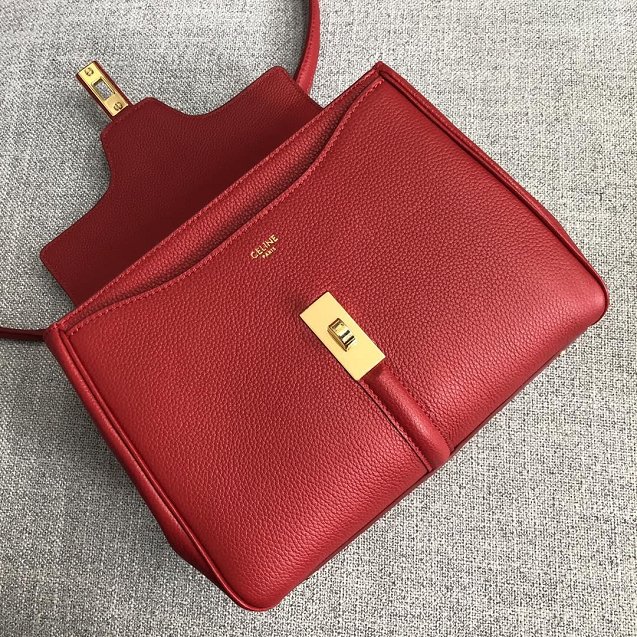 celine original grained calfskin small 16 bag 188003 red