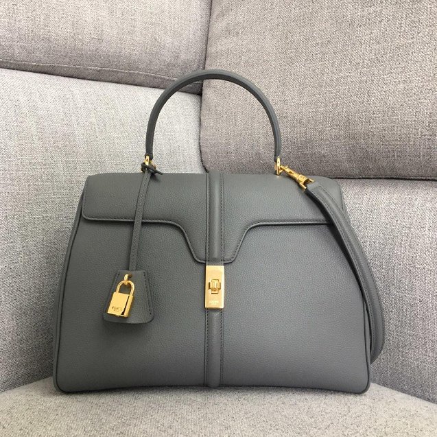 celine original grained calfskin medium 16 bag 187373 grey