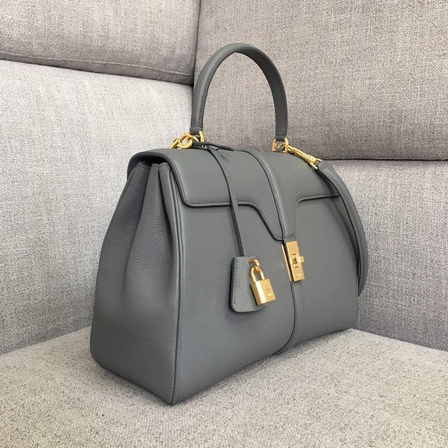 celine original grained calfskin medium 16 bag 187373 grey