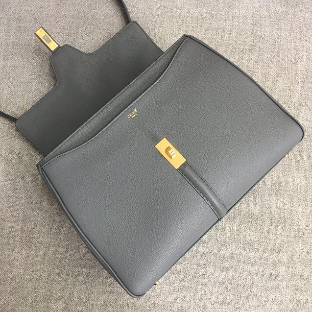 celine original grained calfskin medium 16 bag 187373 grey