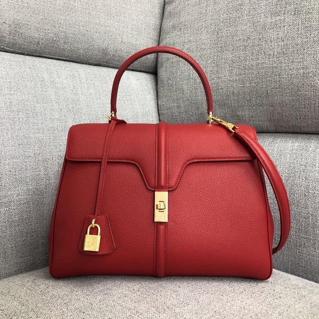 celine original grained calfskin medium 16 bag 187373 red