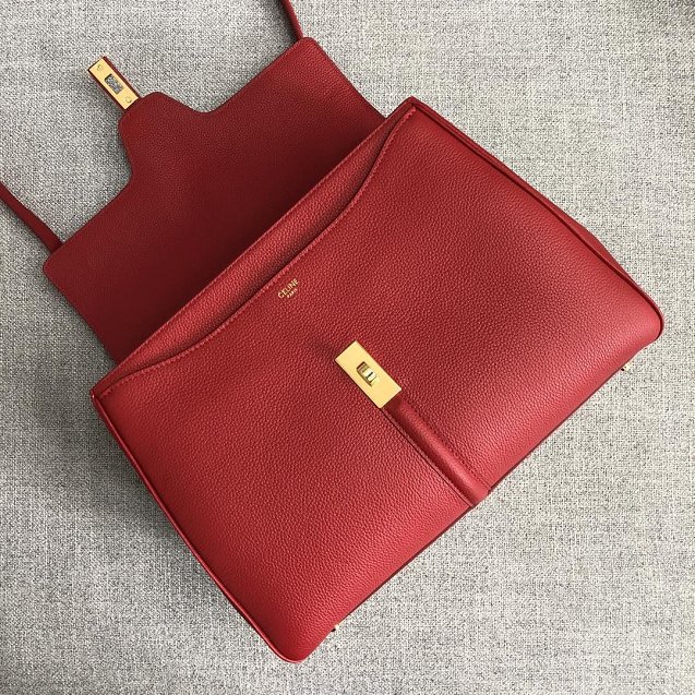 celine original grained calfskin medium 16 bag 187373 red