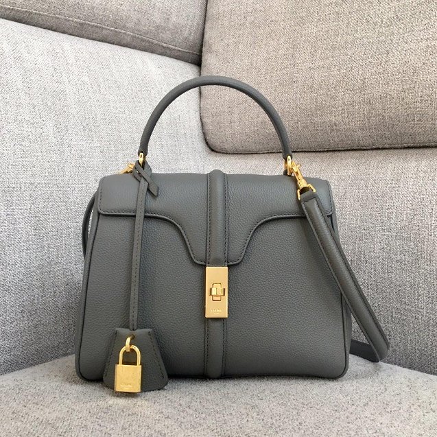 celine original grained calfskin small 16 bag 188003 grey