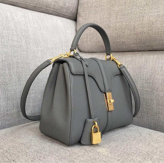 celine original grained calfskin small 16 bag 188003 grey