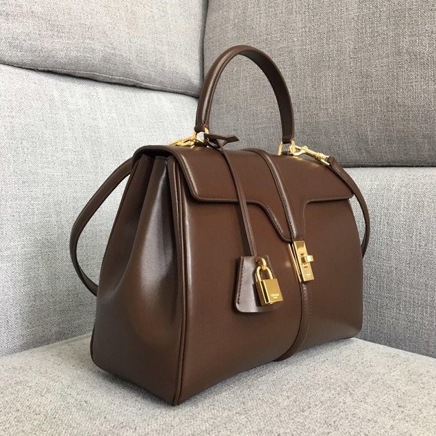 celine original smooth calfskin medium 16 bag 187373 brown