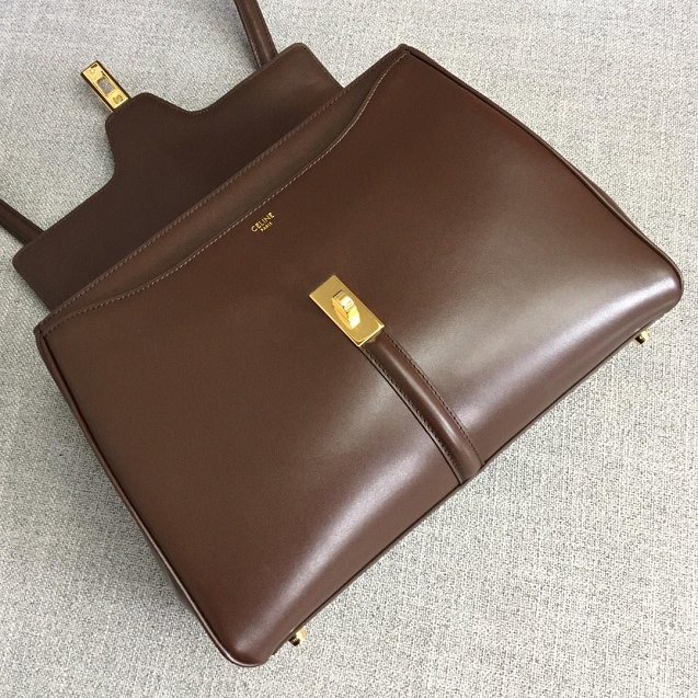 celine original smooth calfskin medium 16 bag 187373 brown