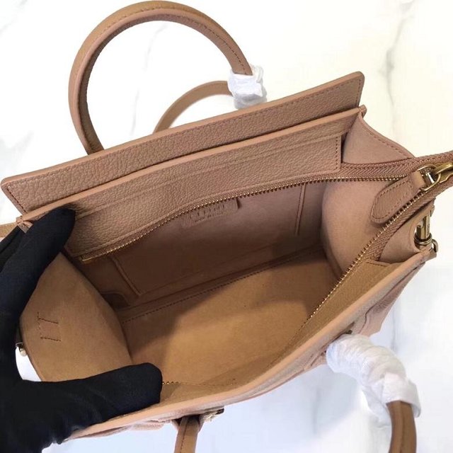 Celine original grained calfskin nano luggage bag 189243 apricot