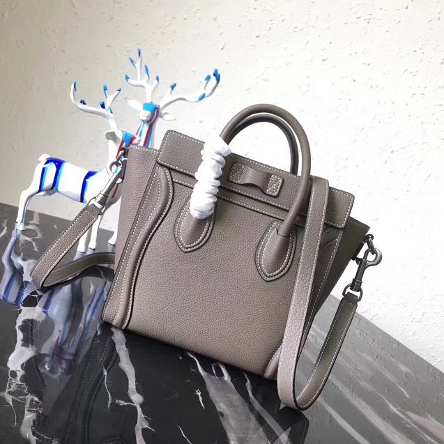 Celine original grained calfskin nano luggage bag 189243 grey