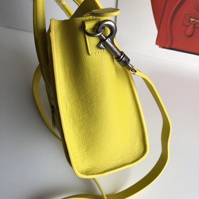 Celine original grained calfskin nano luggage bag 189243 lemon yellow