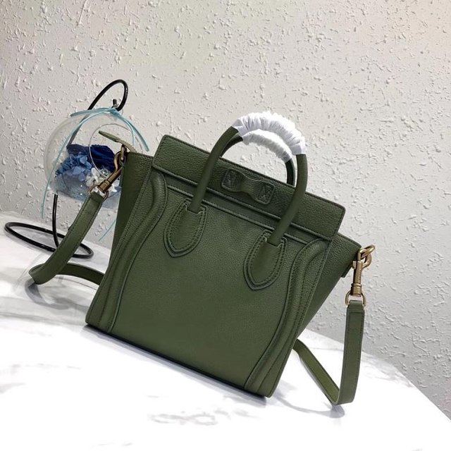 Celine original grained calfskin nano luggage bag 189243 olive