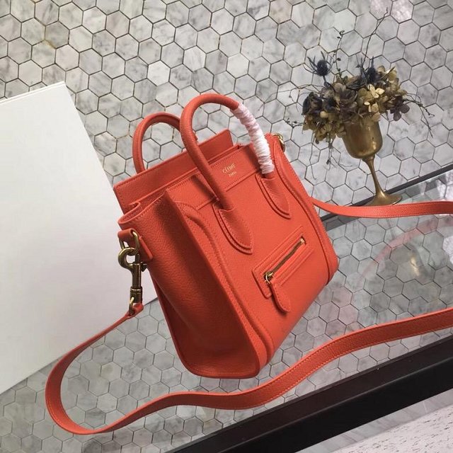 Celine original grained calfskin nano luggage bag 189243 orange