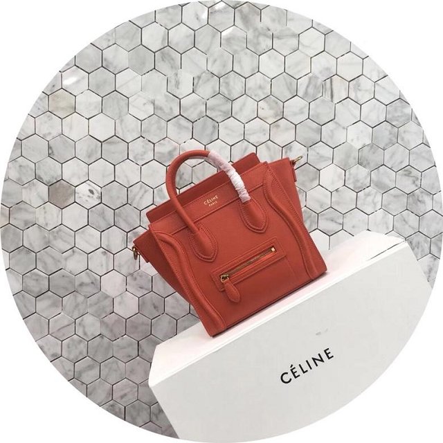 Celine original grained calfskin nano luggage bag 189243 orange