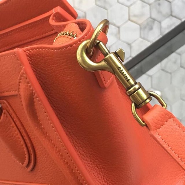 Celine original grained calfskin nano luggage bag 189243 orange