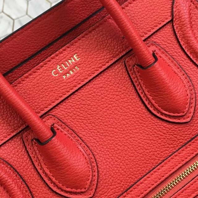 Celine original grained calfskin nano luggage bag 189243 red