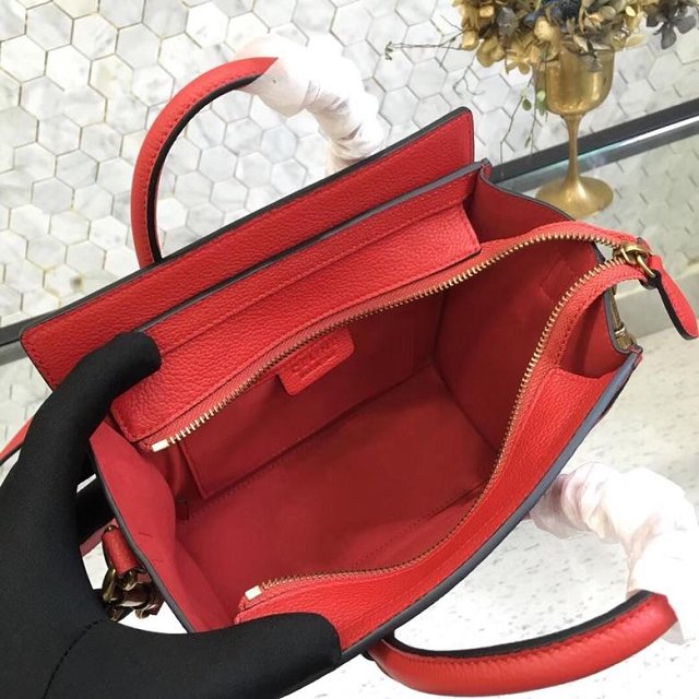 Celine original grained calfskin nano luggage bag 189243 red