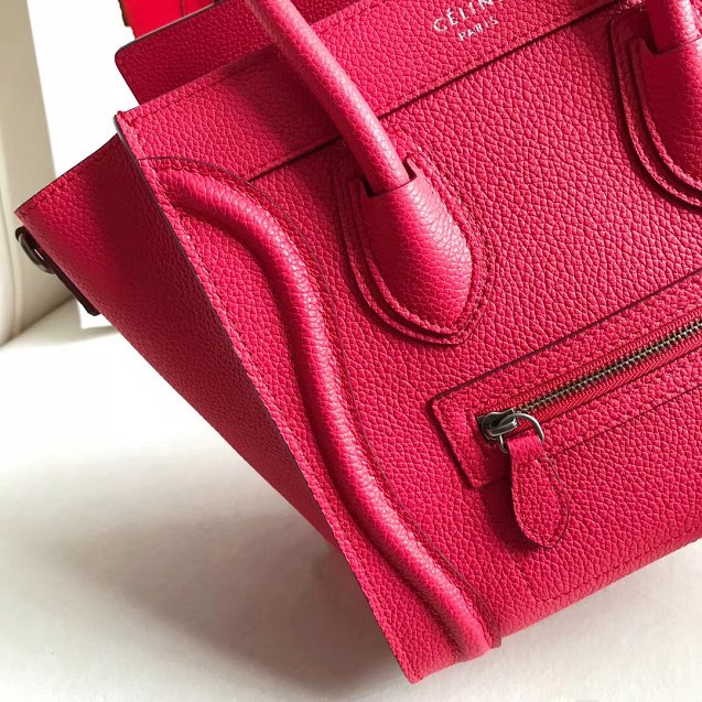 Celine original grained calfskin nano luggage bag 189243 rose red