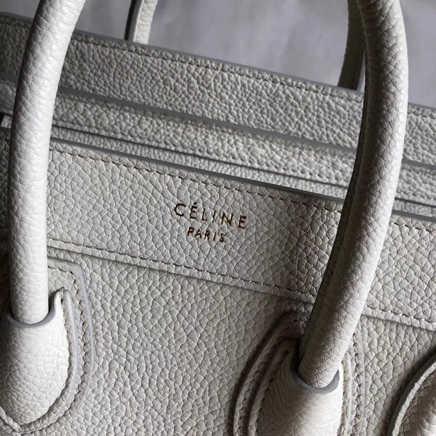 Celine original grained calfskin nano luggage bag 189243 white