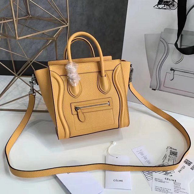 Celine original grained calfskin nano luggage bag 189243 yellow