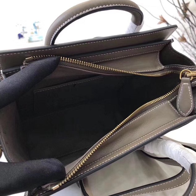 Celine original grained&smooth calfskin nano luggage bag 189243 dark grey