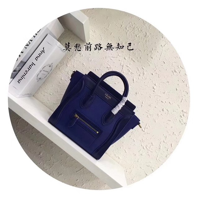 Celine original grained&smooth calfskin nano luggage bag 189243 royal blue