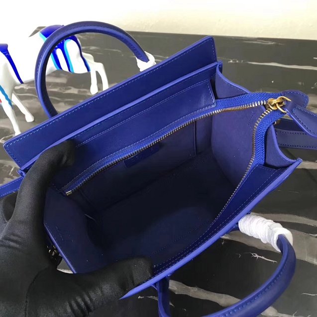 Celine original grained&smooth calfskin nano luggage bag 189243 royal blue