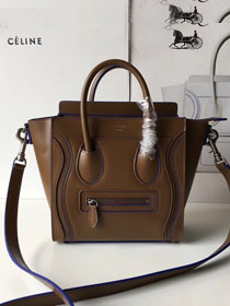 Celine original smooth calfskin nano luggage bag 189243 brown