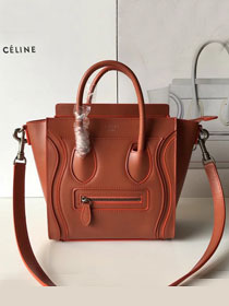 Celine original smooth calfskin nano luggage bag 189243 caramel