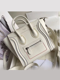 Celine original smooth calfskin nano luggage bag 189243 white