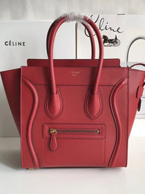 Celine original smooth calfskin micro luggage handbag 189793 red