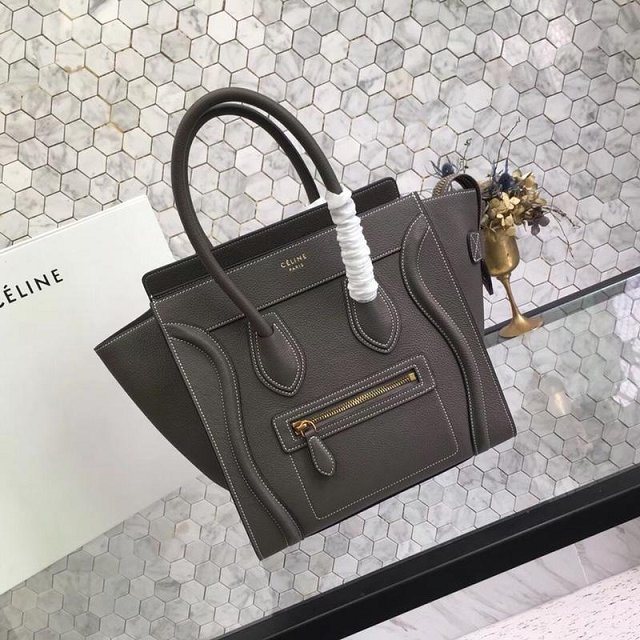 Celine original grained calfskin micro luggage handbag 189793 dark grey