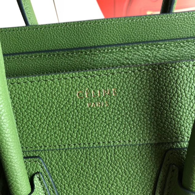 Celine original grained calfskin micro luggage handbag 189793 green