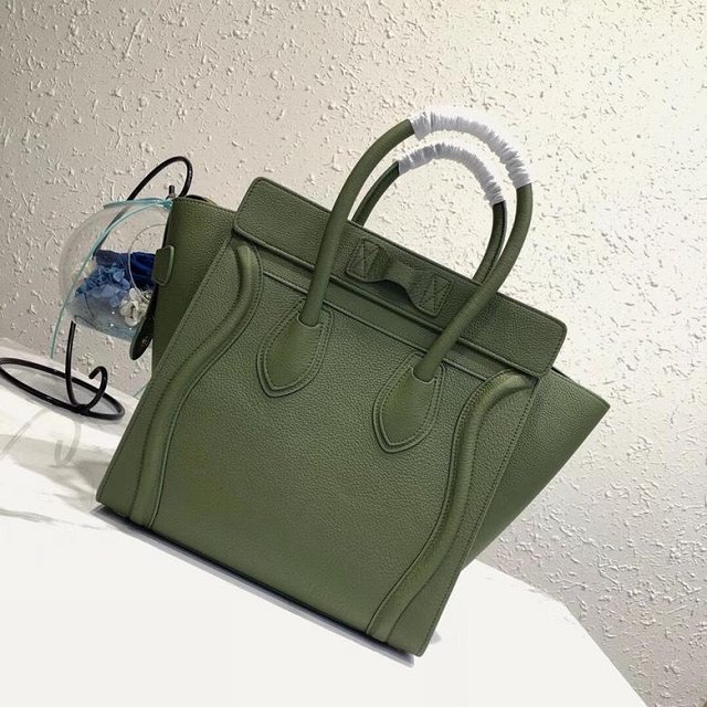 Celine original grained calfskin micro luggage handbag 189793 olive