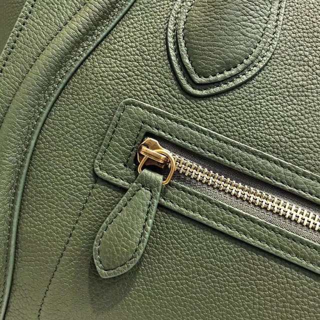 Celine original grained calfskin micro luggage handbag 189793 olive